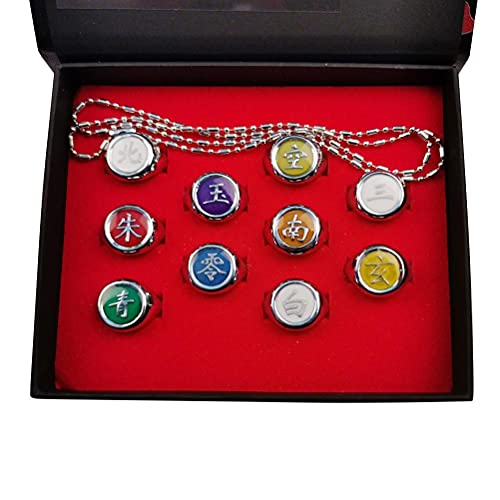 RSPD Naruto Toys, Anel Naruto e Anéis Akatsuki Acessórios para Cosplay, Anéis Iluminados, Colar com