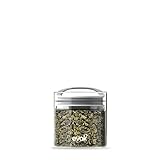 Best PREMIUM Airtight Storage Container for Coffee Beans, Tea and Dry Goods - EVAK - Innovation that Works by Prepara, Glass and Stainless, Compact White Gloss Handle, Small