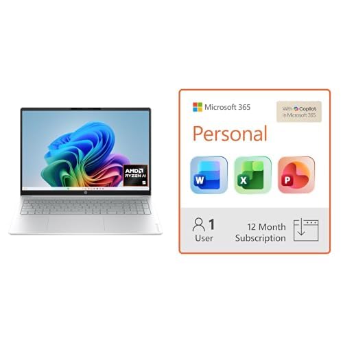 Image of HP OmniBook 3 16 inch Next Gen AI PC, AMD Ryzen AI 5 430, 16 GB RAM, 512 GB SSD, Windows 11 + Microsoft 365 Personal 12-Month Subscription Bundle