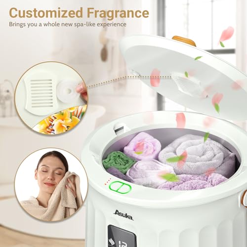 Image of Asuka Towel Warmer, Hot Towel Warmers for Bathroom, Luxury Bucket Towel Warmers with LED Display, Auto Shut Off, Timer Modes, Child Lock, Hot Towel Heater for Towels Blankets Robes Home SPA Elderly