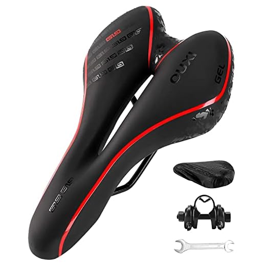 OUXI Fahrradsattel, Gel Fahrrad Sattel Bequemer Hohl Ergonomisch Fahrradsitz Tourensattel Geeignet für Herren Damen MTB Rennrad Mountainbike Heimtrainer City Dirt E Bike (Rot)