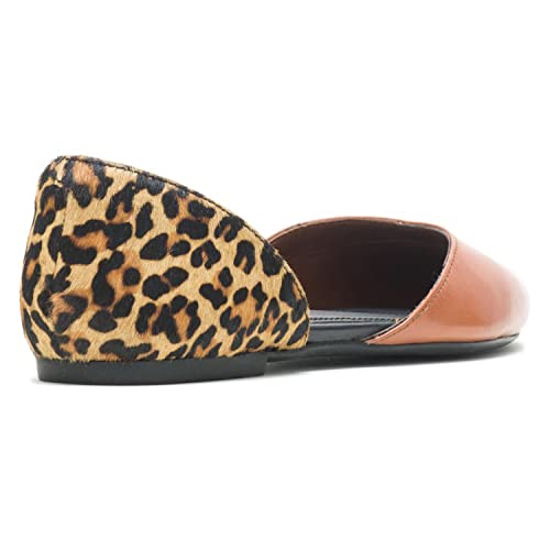 FOWT Fashion Suede Leather Slip on D'Orsay Leopard Flats for Woman Sexy Pointed Toe Low Heel Casual Daily Shoes, Orange US Size 4-16 M2