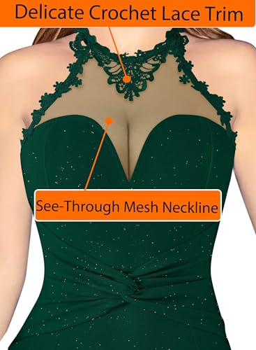 Image of VFSHOW Womens Formal Halter Keyhole Back Prom Gala Maxi Dress Evening Gown | Sexy Illusion Sweetheart Neck, High Slit, Wedding Guest, Applique, Twist Front Mermaid Dresses