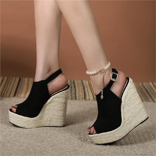 Summer Peep Toe Wedges Sandals For Women Fashion Buckle Strap Platform 14cm3