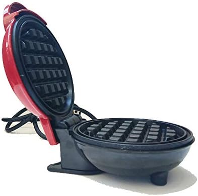 HongDee Mini Maker: The 4" Mini Waffle Maker Machine for Individual Waffles, Paninis, Hash browns, & other on the go Breakfast, Lunch, or Snacks, Pancakes-Red Color