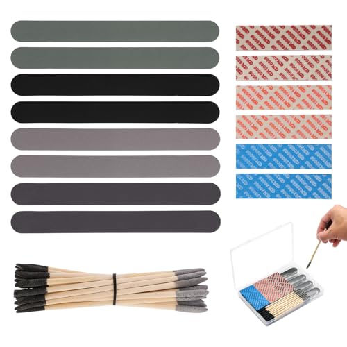 Pronese 34 Pcs Sanding Sticks set Sponge Matchsticks for Model Detailing Polishing Wet Dry Reuse Mutible Grits Abrasive for Plastic Metal Wood and Jewelry with Storage Box