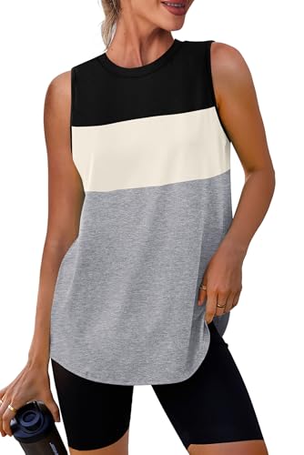 Image of Womens Workout Tank Tops Lightweight Sleeveless Shirts for Women Loose Fit Tops for Athletic Running Tennis Yoga