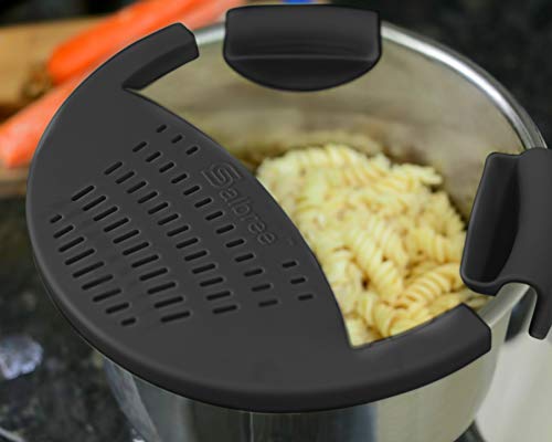 Salbree Silicone Snap Vegetable And Ground Beef Grease Strainer Fits The 6Qt Instant Pot And Snaps To The 6 Quart Instapot Pressure Cooker Inner Pan Small Mitts Set Included (6Qt, Black) #TOP5