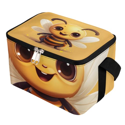GzLeyigou Lunch Bags for Women Men 9 Cans,Cute Bee Hot & Cold Food Delivery Bag Insulated Grocery Bag Insulated Lunch Box Bee Cooler Bag for Office Work Picnic Beach
