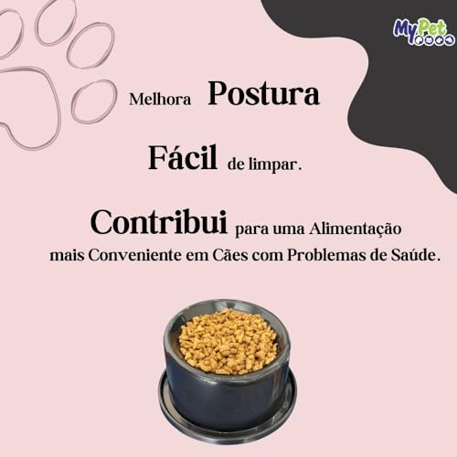 MY PET BRASIL Comedouro Alto Ergonômico e Anti-Formiga para Gatos Adultos - Preto