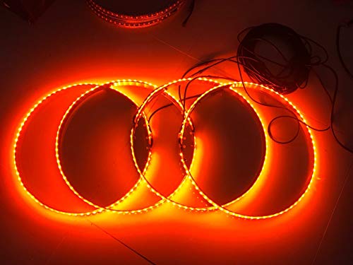Sando Tech 17.5'' AMBER ORANGE Solid Color Led Wheel Ring Lights IP68 Waterproof 4 Lights/Set Brightest 300Leds Rim Lights Tire Lights
