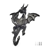 CatchDragon Dragon Gothic Cast Iron Door Knocker with Hook and Ball for Front Door (Dragon-1)