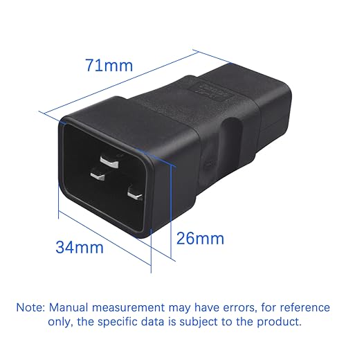 JORINDO IEC320 C20 to C19 AC Power Converter,PDU/UPS/PC Server C20 3 pin Male Plug to C19 3 Hole Socket AC Converter,for Servers/Routers/Network Switches/Blade Server Enclosures