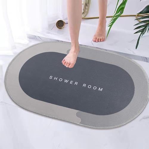 Tapis de bain séchage rapide et absorbant gris pour douche - 2