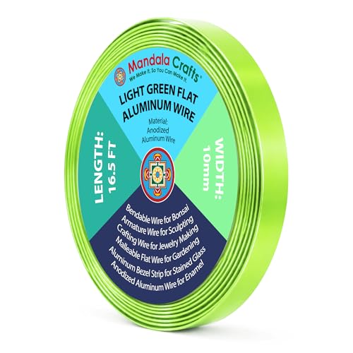 Image of Mandala Crafts 10mm Light Green Flat Aluminum Crafting Wire for Sculpting
