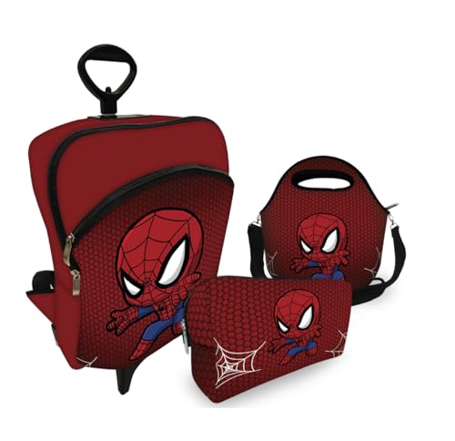Kit Mochila Escolar Rodinha + Lancheira+ Estojo Herói Aranha