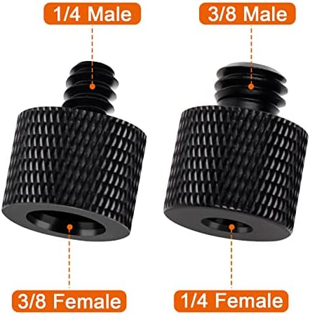 Leryati Tripod Adapter, 3/8 to 1/4 adapter, 2 Pieces Camera Screw Adapter Mic Thread Screw Adapter Tripod Screw Adapters, 3/8" -16 Female to 1/4"-20 Male Suitable for lamp, Camera Monitor Mic Stand