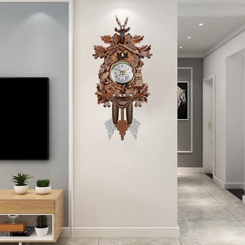 Reloj de pendulo de madera tallada estilo cuco antiguo para decoracion 6