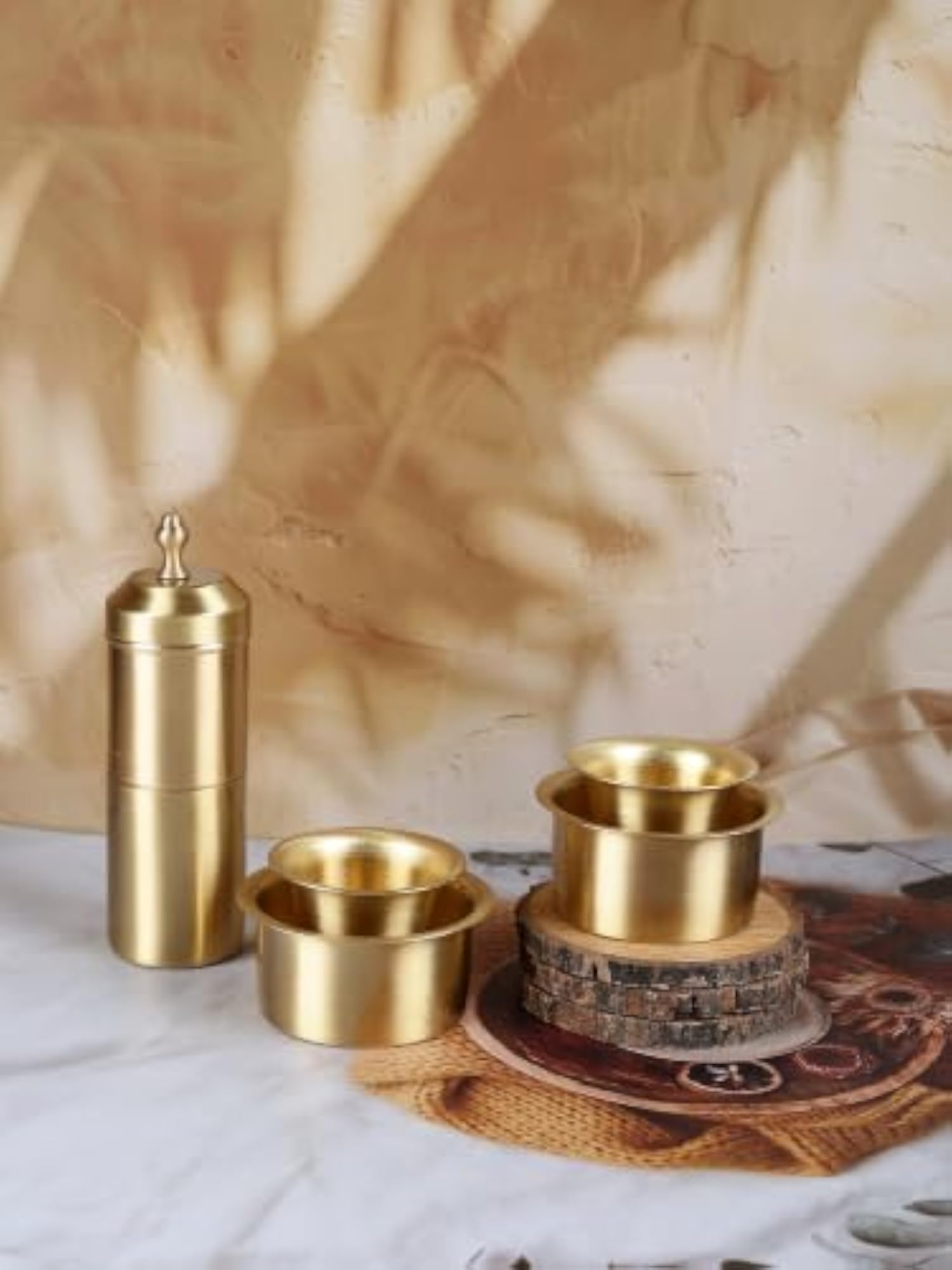 Brass Filter Coffee Set with Press, Tumbler & Bowl
