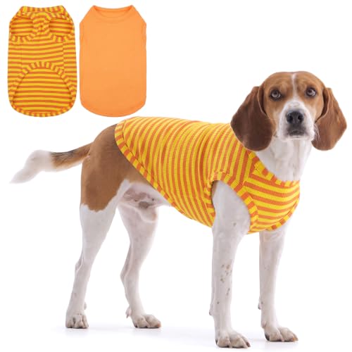 IECOii 2 Pack Dog Surgery Recovery Shirt Sleeveless Lightweight Dog Tshirt | T-Shirts with Stretch Fit,Gentle on Sensitive Skin,Anti-licking for Hot Spots,Shedding Control Tee,For Small to G