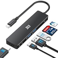 USB C Hub Type C Adapter 6 in 1 Multiport Adapter 100W PD HDMI 4K Port&2 USB 3.0 Ports&USB 2.0 Port& SD/TF Kartenleser, Kompatibel für iPhone16/15,MacBook Pro/Macbook Air,iPad Pro,& mehr Type-C Geräte