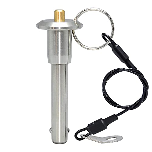 AUZHU - PLB - Inch - Marine Grade Stainless Steel Ball Lock pins Quick Release pin with Button Indexing pins Spring pins Positioning pins Safety pins Locating pins Dowels Size: M 3/8 in - L 0.75 in