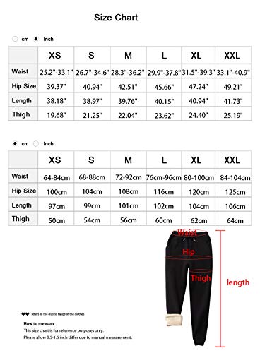 Snoly Calça de moletom feminina quente forrada de lã térmica para corrida de inverno, 2 # preto, M