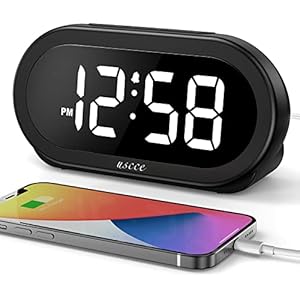 USCCE Small LED Digital Alarm Clock with Snooze, Easy to Set, Full Range Brightness Dimmer, Adjustable Alarm Volume with…