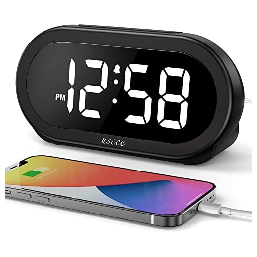 USCCE Small LED Digital Alarm Clock with Snooze, Easy to Set, Full Range Brightness Dimmer, Adjustable Alarm Volume with 5 Alarm Sounds, USB Charger, 12/24Hr, Compact Clock for Bedrooms, Bedside, Desk