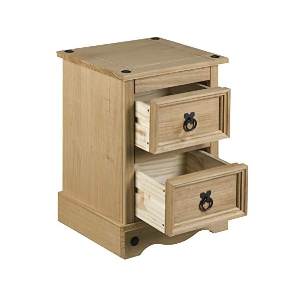 Corona Pair 2 Drawer Bedside Table, pine, 36cm x 32cm x 53cm - Image 6