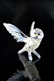 Jede Figur ist ein Unikat Schneeeule mit Gespreizten Flügeln - Polareule Figur aus Glas - stehende Glasfigur - Vogel Weiße Eule Flügel 3- Schnee- Deko
