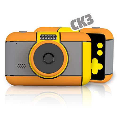 Richgv Camara Fotos Infantil? Cámara de Video 1080p HD con Mmoria 16GB? Videocámaras Juguetes, Doble Lente, Pantalla de 2.4 Pulgadas, Cámara Juguetes Niños 3-10 Años (Amarillo + Gris)