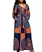 VERWIN African Print V Neck High Waist Color Block Evening Dress Wrap Maxi Dress