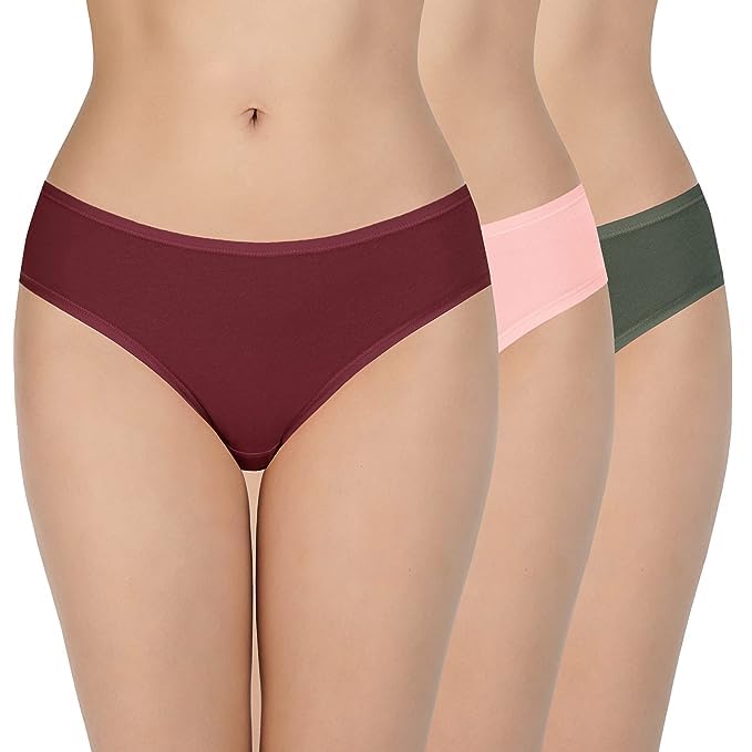 Image of LOURYN KOULYN Solid Low Rise Cotton Bikini Panty Pack(Pack of 3)