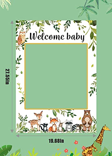 Ssailue Decor VGJ22 Woodland Baby Shower Decorations, Welcome Baby Photo Booth Frame Boy & Girl Gender Neutral Forest Animal Decor thumb #1