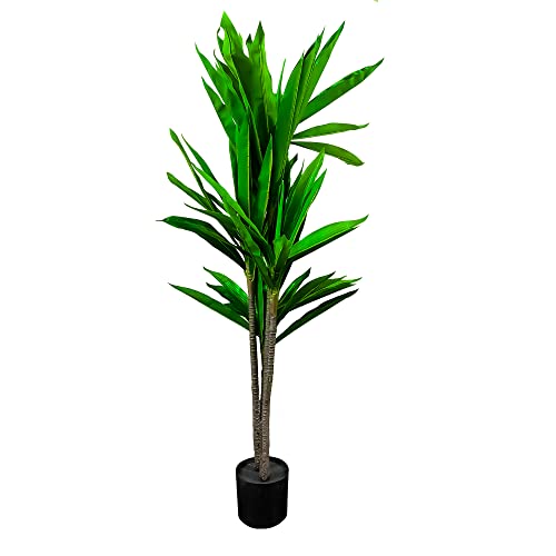 Image of Kayra Decor 4.5 Feet Silk Corn Plant - Tall Artificial Plant for Home Decor with Pot (Black)