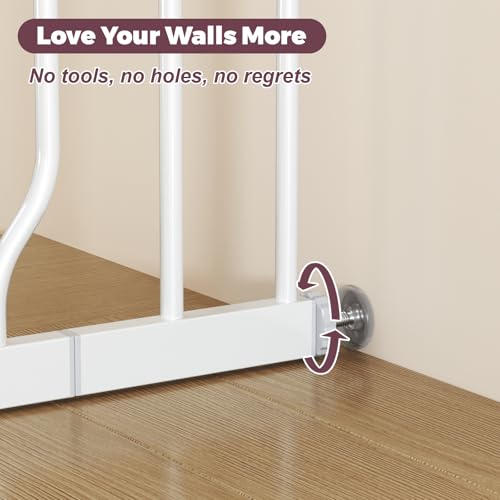 29"-40" Baby Gate for Stairs, Auto Close Stroller Friendly Dog Gate Indoor for Doorways, Pressure Mounted Baby Gate, Easy Walk Through Gate for Children & Pets, White - Image 5