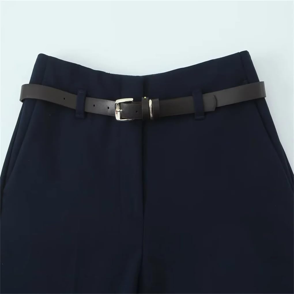 Women's High-Waisted Belted Ankle-Length Trousers