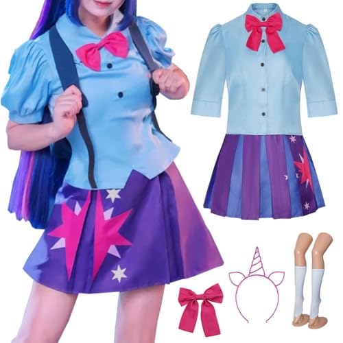 Twilight Sparkle Costume Blue Jk Uniform Halloween Outfit With Headwear