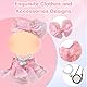 Xerteam Rosa Puppenkleidung für 17cm Puppen, Puppekleider Rosa Kleid,Haarschmuck, Liebe Halskette, Edler Runder Rucksack, Süß Prinzessin Stil 17 cm Kleidung Plüsch Puppenzubehör