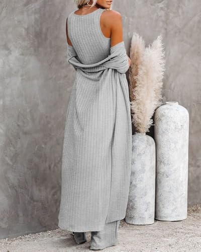 Image of Fessceruna Womens 3 Piece Lounge Pajamas Sets Cute Vacation Matching Set