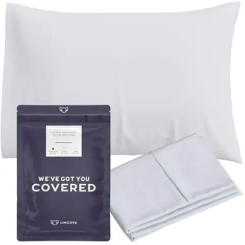 Lincove 100% Cotton Sateen Pillowcase - 500 Thread Count Luxury Cotton | Soft and Durable Bed Pillow Case, New and Improved, Standard Size, 20”x26” – Includes 1 Pillowcase Cover