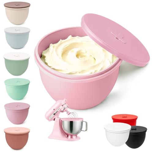 Silicone Bowl Liner with Lid for KitchenAid 4.5-Qt Tilt-Head Bowls Only, 2mm Extra-Thick Premium Silicone, Built-In Air Vent for Dough Proofing, Dishwasher Safe, BPA-Free