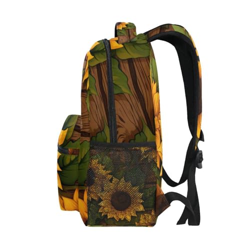 Sac à dos ordinateur portable bois de tournesol grand format imperméable multipoche