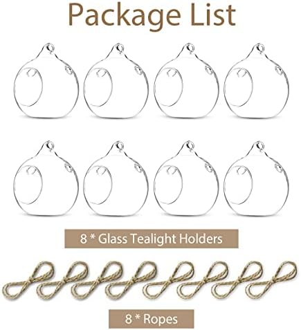 Sziqiqi 8Pcs 80MM Hanging Tealight Holder Glass Globes Terrarium Wedding Candle Holder Candlestick, 8Pcs