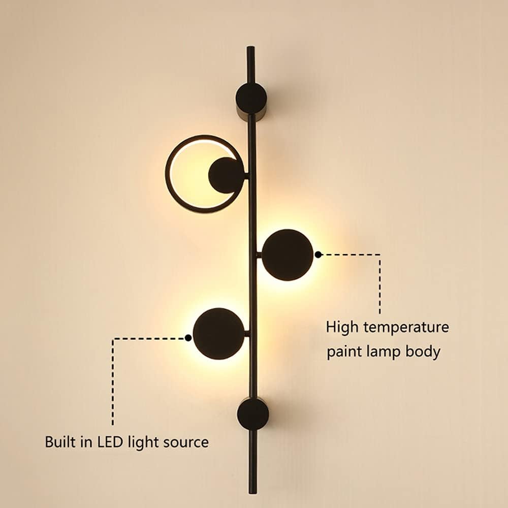 Wall Lamps,Modern Led Wall Lamps Living Room Wall Bedroom Bedside Lamp Home Decor Corridor Hotel Iron Wall Lights/Gold (Color : Black)
