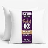 Set of 2-80cm x 80cm Odd Size Hollowfibre Cushion Pads New White Inners Stuffer Square Pillow Insert Sofa Throw Hypoallergenic (Pack of 2 | 32" x 32") - Image 1