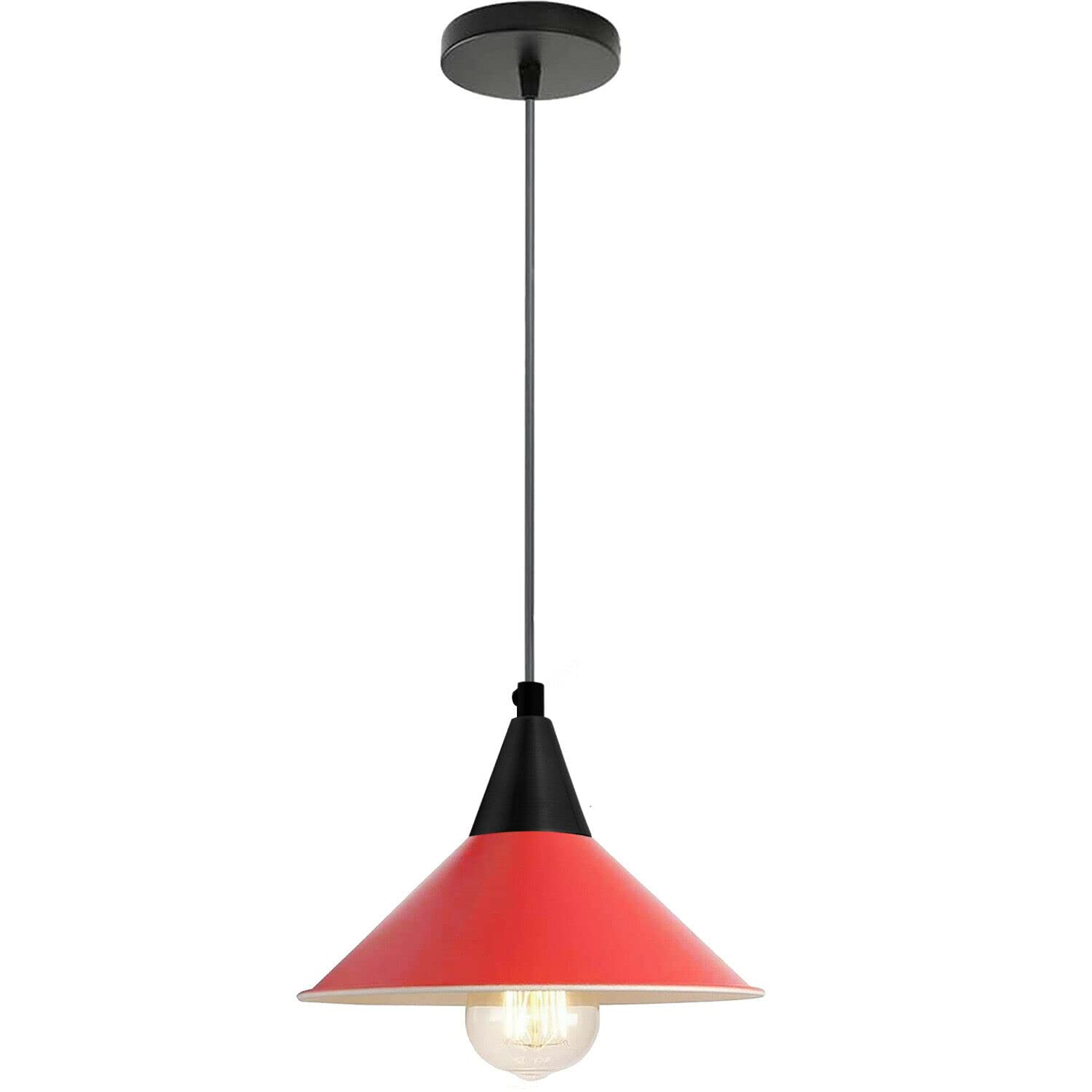 DC Voltage Modern Industrial Hanging Ceiling E27 Pendant Light Adjustable Metal Cone Easy fit Light Shade Ceiling Pendant Lighting for Bedroom Living Room Dining Room Hallways Kitchen Bar