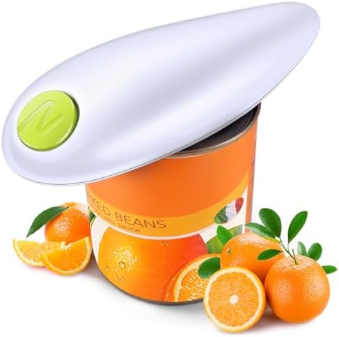 Electric Can Opener (White), Hand Free Can Opener Easy Open Any C...