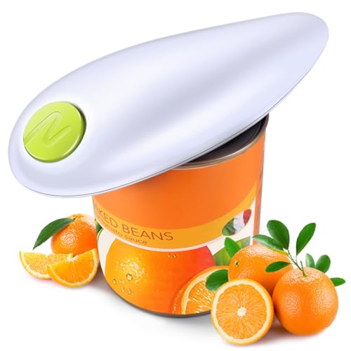 Electric Can Opener (White), Hand Free Can Opener Easy Open Any C...